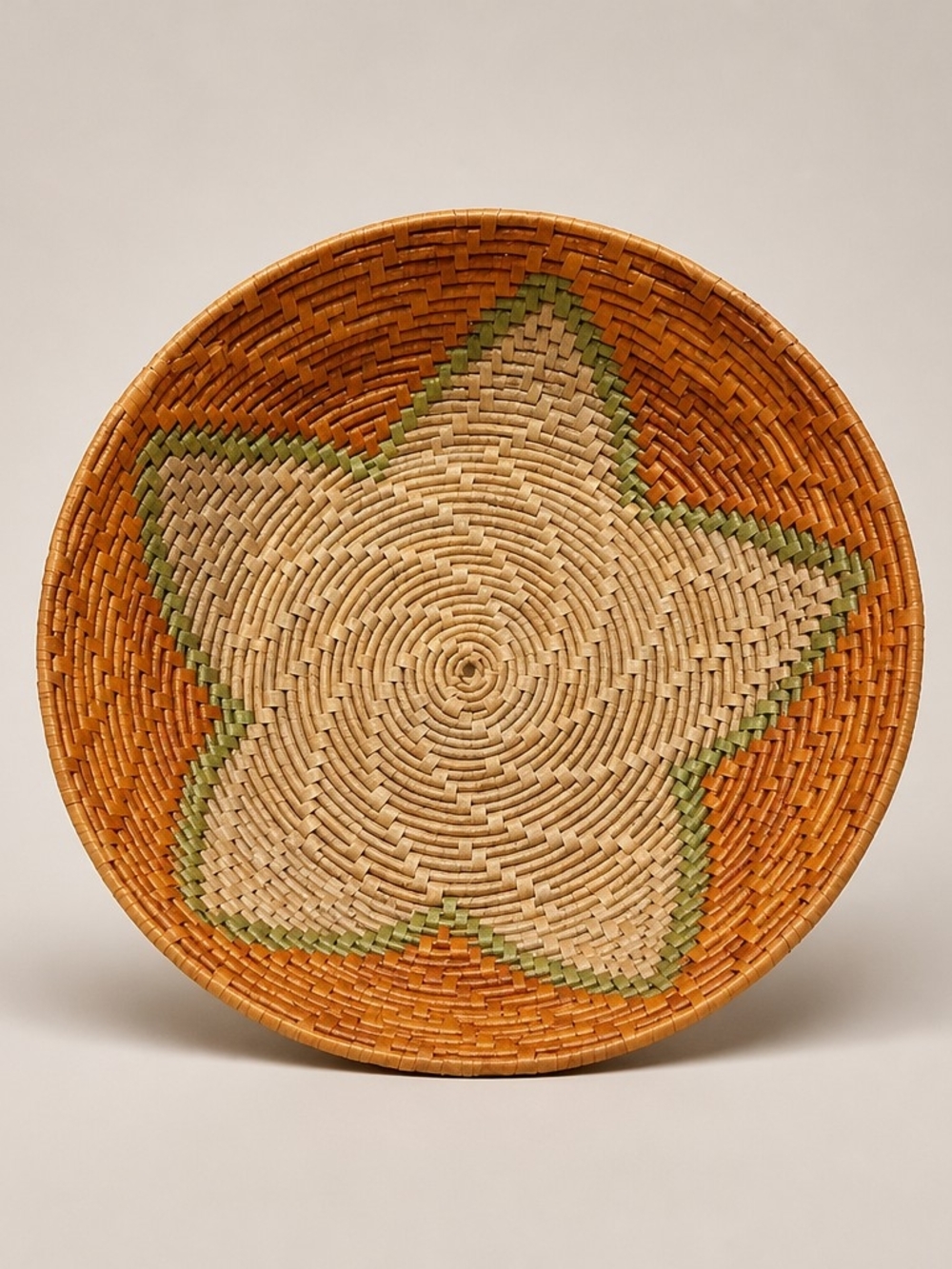 Vintage Handwoven Wicker Basket with Star Pattern